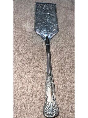 Silver-Plated Ornate Old Kings Pastry Server Engraved Floral Pattern Patina VTG
